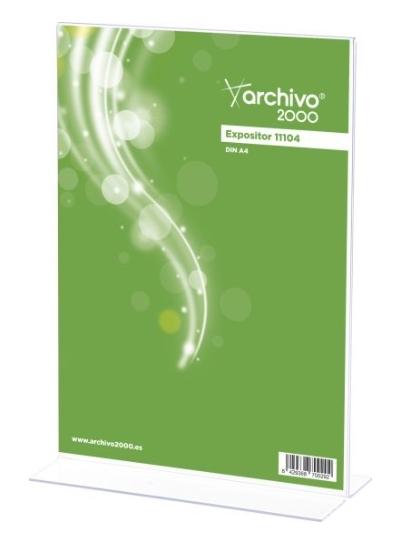 Archivo 2000 Expositor Sobremesa En Forma De T 1/3 Din A4 Vertical 80X110X215 Mm Cristal Transparente