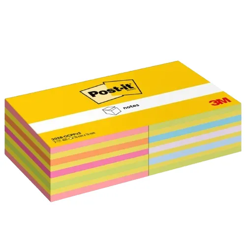Post-it Pack de 2 Cubos de 450 Notas Adhesivas Reposicionables Cuadradas Surtidas