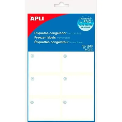 Apli Etiquetas Adhesivas Para Congelador 34x53mm Escritura Manual C/Romos 10H Blancas