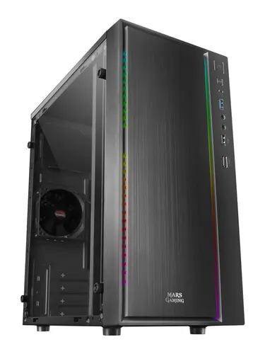 Mars Gaming MCM Black MicroATX Gaming Case con Ventana Lateral y RGB, USB 3.0/2.0