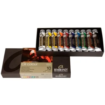 Talens Rembrandt Set Básico de Pinturas al Óleo, 10 Tubos de 15ml, Colores Surtidos