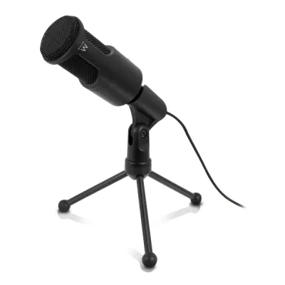 Ewent Micrófono Multimedia con Cancelación de Ruido, Jack de 3.5mm, Cable de 2m, Negro