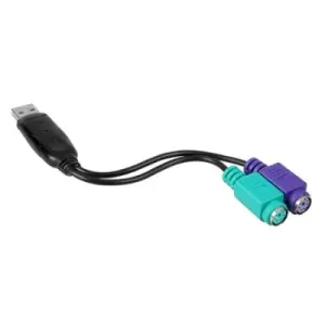 Nanocable Conversor PS/2 a USB - 2xPS/2/H-A/M - 15cm - Negro