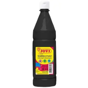 Jovi Tempera Paint Líquida 1000ml - Base Agua, Alto Poder Cubriente, Secado Rápido, Color Negro