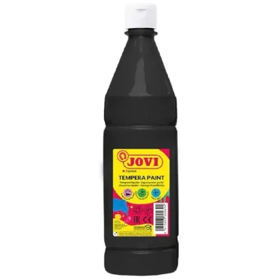 Jovi Tempera Paint Líquida 1000ml - Base Agua, Alto Poder Cubriente, Secado Rápido, Color Negro
