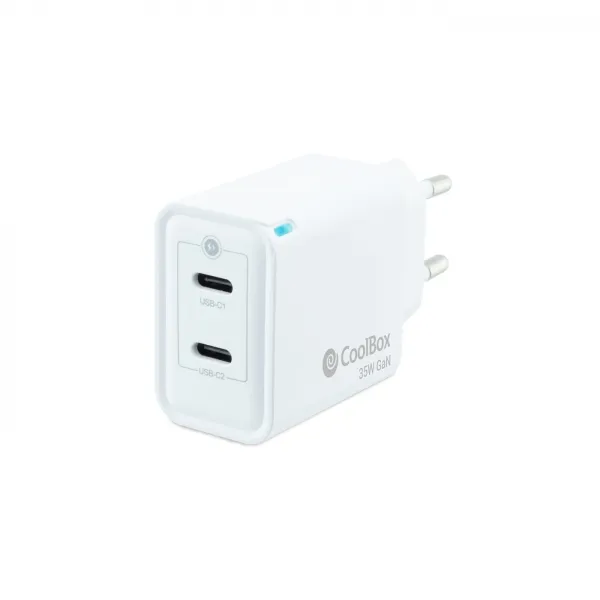 Coolbox Cargador USB GAN 35W 2xUSB-C PD Color Blanco