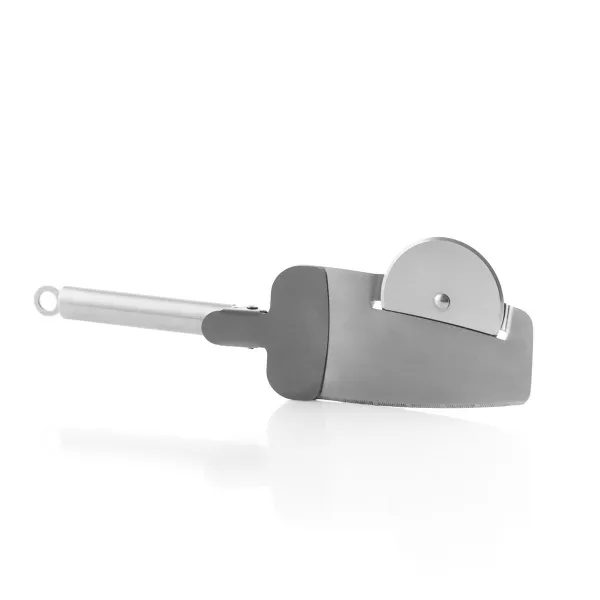 Innovagoods Nice Slice Cortador De Pizza 4 En 1 - Pinza Y Pala Para Servir - Acero Inoxidable - Facil Limpieza - 28X4X9Cm - Color Gris