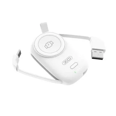 XO Cargador Magnético Portátil 1200mAh Carga Inalámbrica 3W USB-C y USB 5V/2A Blanco