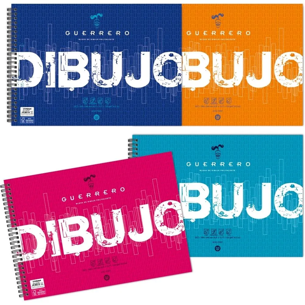 Guerrero Bloc Dibujo Espiral 20H Folio Prolongado 120Gr Con Recuadro