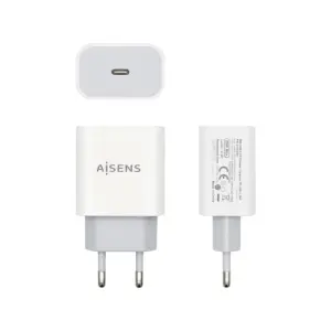 Aisens Cargador USB-C PD 3.0 20W Alta Eficiencia 5V/3A 9V/2.2A 12V/1.66A Blanco