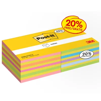 Post-it Pack de 2 Cubos de 450 Notas Adhesivas Reposicionables Cuadradas Surtidas