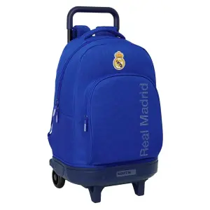 Safta Mochila Real Madrid con Carro Extraíble, Bolsillo Frontal y Tirador Doble, Azul 330x220x450mm