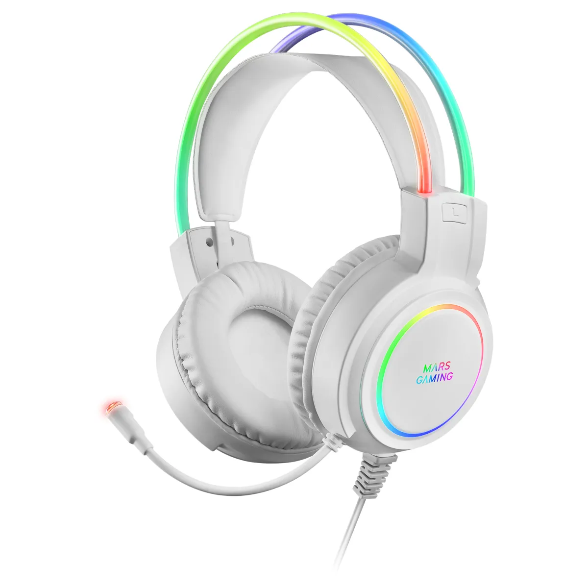 Headset Mars Gaming Mhrgb White - Sonido Ultra-Bass 3D
