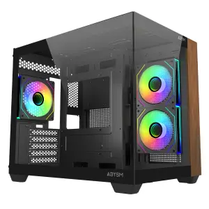 Abysm Danube Sava Nature 285C Black ARGB Caja Micro ATX, ITX - Lateral y Frontal Cristal Templado - 3.5" y 2.5" - USB-A, USB-C y Audio - 4 Ventiladores ARGB Instalados - Soporta Refrigeracion Liquida