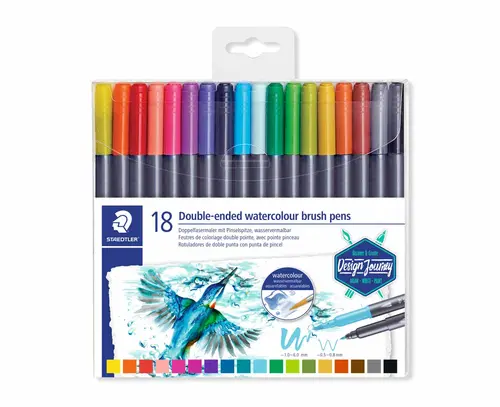 Staedtler Rotuladores Design Journey Doble Punta Fina/Pincel Acuarelables Estuche 18 Ud