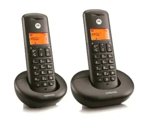 Motorola Teléfono Inalámbrico E202 DECT Duo Digital Kit - 2 Unidades, Negro