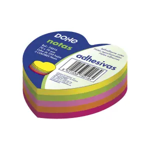 Dohe Cubo de 250 Notas Reposicionables Corazón 70x70mm Papel 75gr Colores Neón