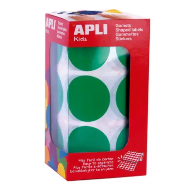 Apli Pack de 708 Gomets Redondos Ø 33mm Adhesivo Permanente Color Verde