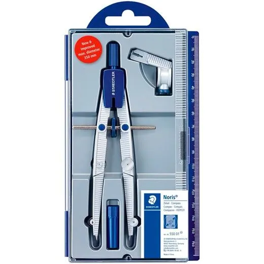 Staedtler Noris 550 01 Compás de Precisión con Aguja y Mina Intercambiables