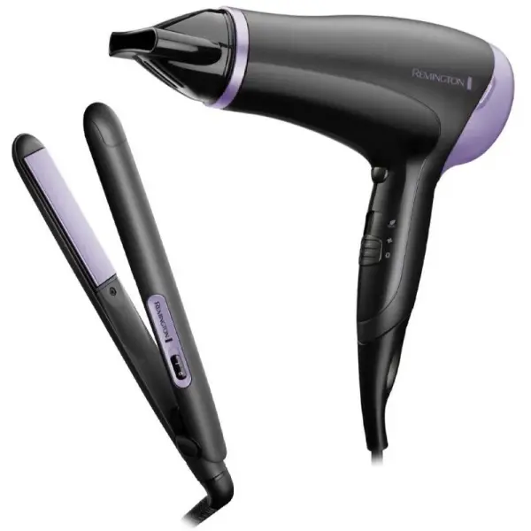Remington Style Essentials Pack Secador 2000W con Rejilla Cerámica-Iónica y Plancha de Placas Cerámicas