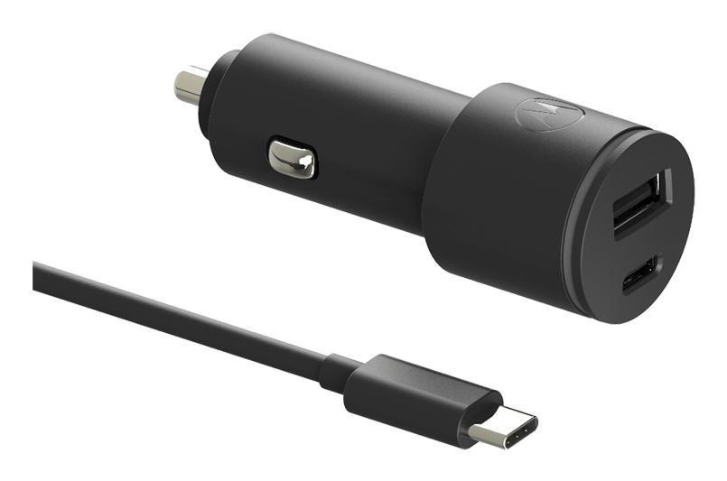 Motorola Cargador De Coche 1 Usb-A - 1 Usb-C Con Cable 45W Negro