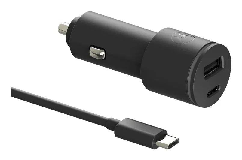 Motorola Cargador De Coche 1 Usb-A - 1 Usb-C Con Cable 45W Negro