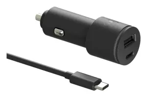 Motorola Cargador de Coche 1 USB-A y 1 USB-C con Cable 45W Negro