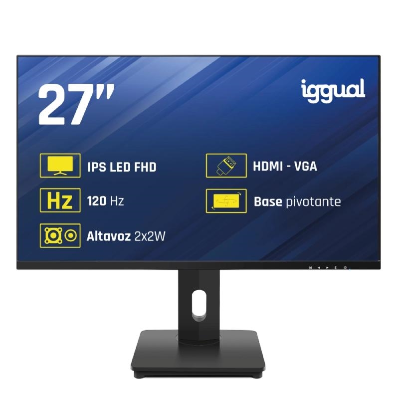 Iggual Monitor 27" Vga Hdmi 120Hz Pivotante Aa Mm