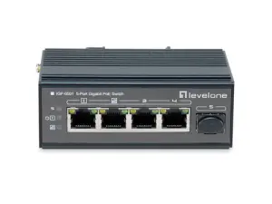 Level One IGP-0501 Switch Industrial 5 Puertos PoE Gigabit y 1 Puerto SFP 240W DIN