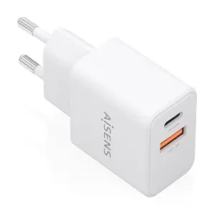 Aisens Cargador Gan 20W USB-C PD3.0 y USB-A QC3.0 Color Blanco