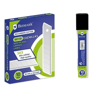 Bismark Cutter 18mm con Cuchillas Fracturables - Blister de 10 Cuchillas