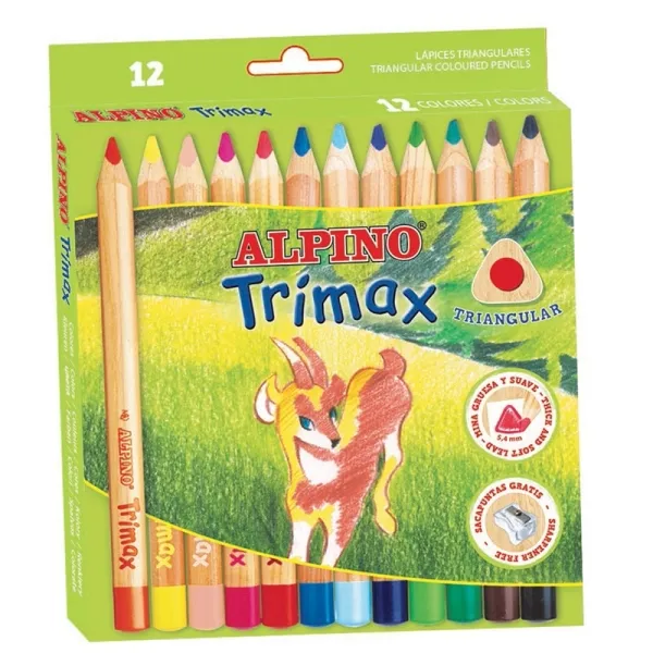 Alpino Lápices De Colores Trimax 177mm + Sacapuntas Estuche 12 Unidades