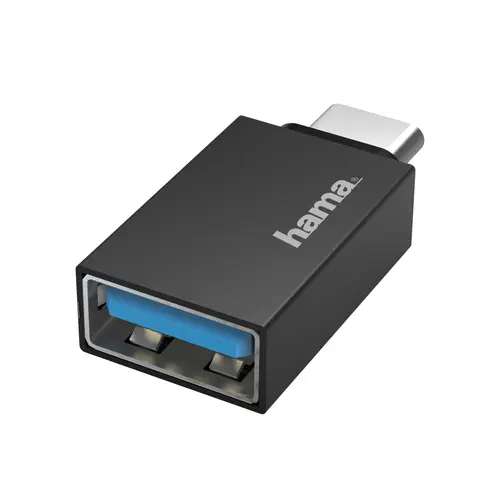 Hama Adaptador USB-C Macho a USB-A Hembra, Velocidad hasta 5 Gbit/s, OTG, Negro