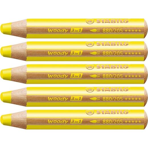 Stabilo Lápices De Colores Woody 3 En 1 Amrillo Estuche 5 Ud