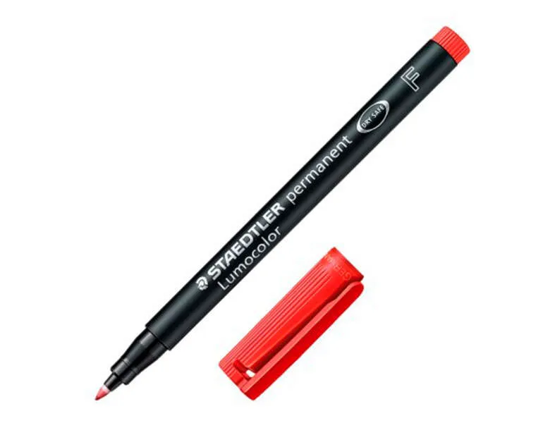 Staedtler Lumocolor 318 Rotulador Permanente - Punta Fina Redonda - Trazo 0.6Mm - Capuchon Con Clip - Secado Rapido - Color Rojo