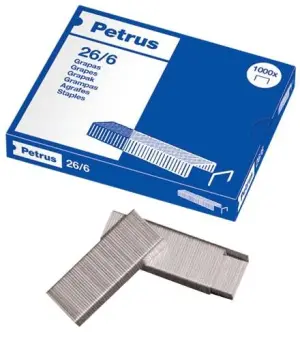 Petrus Grapas 26/6 Galvanizadas - Caja de 1000 Unidades