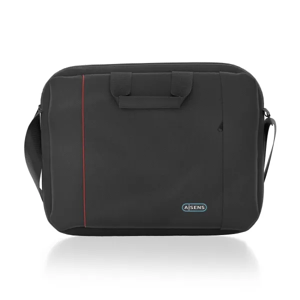 Aisens Maletin Para Portatil 15,6" - Acolchado Fino - Bolsillo Frontal Con Cremallera - Diseño Multifuncional - Color Negro