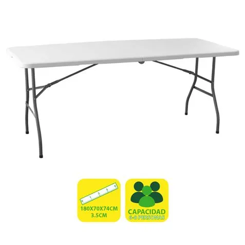 Sungarden Mesa De Resina Plegable 180X70X74Cm 3.5Cm - Color Blanco