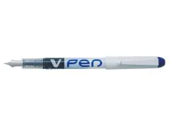 Pilot Pluma Estilografica V-Pen Desechable Tinta Liquida - Punta de Acero - Trazo de 0.5mm - Color Azul