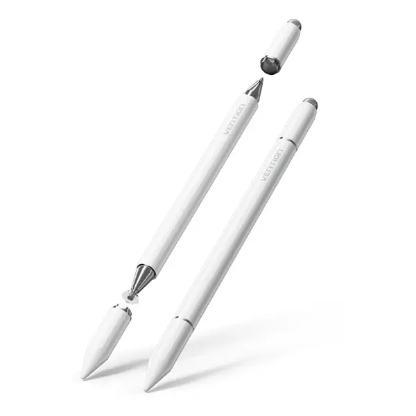 Vention Lapiz Digital 3 En 1 Para Tablet Y Smartphone - Recargable - Acero Inoxidable - Magnetico - Aluminio - Triple Punta - 9X162.4Mm - Color Blanco