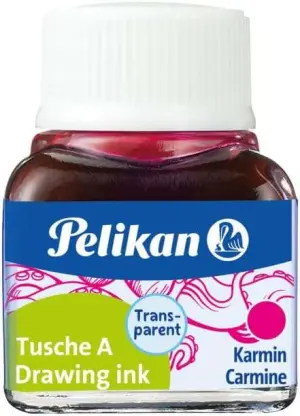 Pelikan Tinta China 523 10ml Color Carmín para Dibujo y Caligrafía