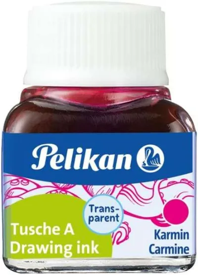 Pelikan Tinta China 523 10ml Color Carmín para Dibujo y Caligrafía