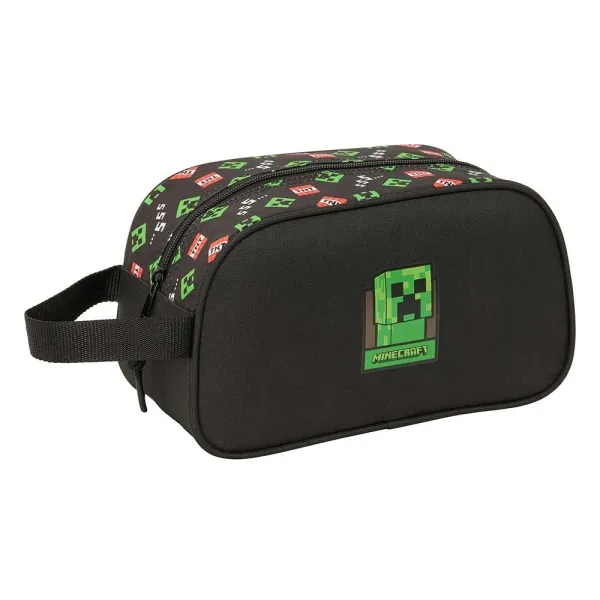Safta Neceser Minecraft 5L con Cremallera y Asa Lateral - Adaptable a Carro - Negro