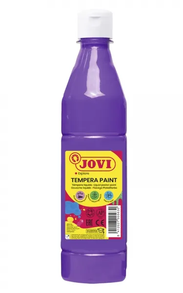 Jovi Tempera Paint Tempera Liquida 500Ml - Base Agua - Lista Para Usar - Alto Poder Cubriente - Secado Rapido - Excelente Fluidez - Adherencia En Multiples Superficies - Color Violeta