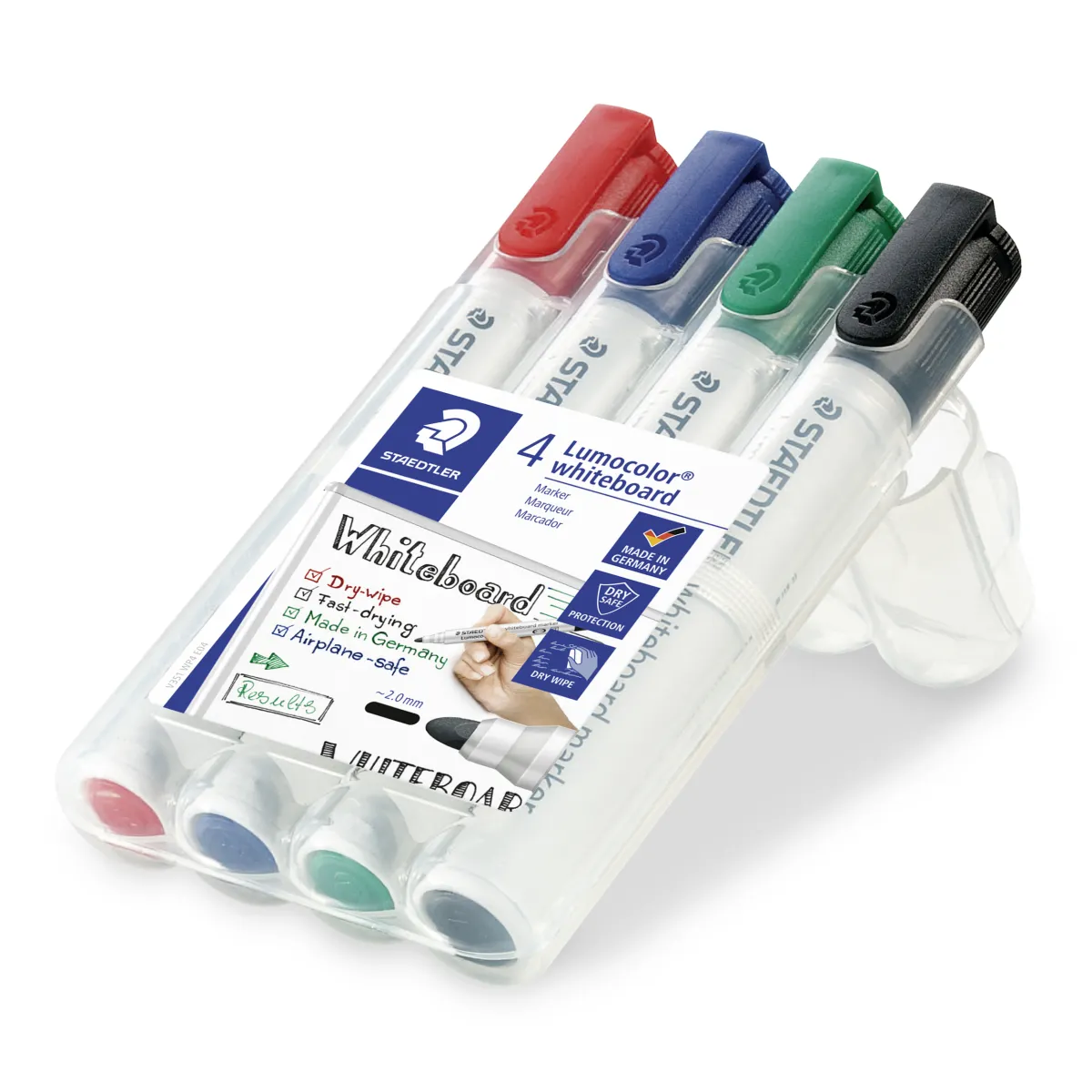 Staedtler Lumocolor 351 Pack de 4 Marcadores para Pizarra Blanca - Secado Rápido
