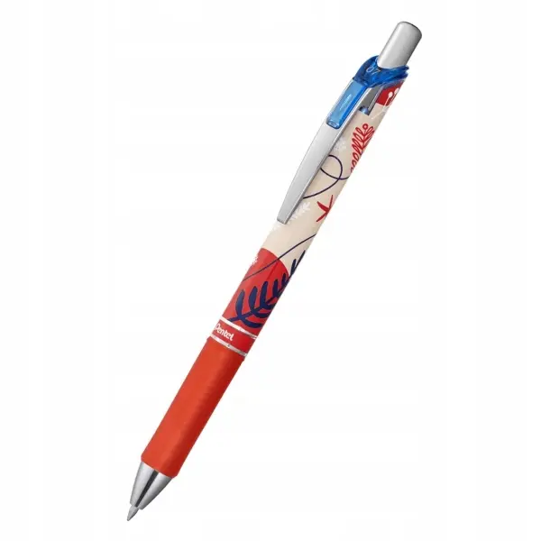 Pentel Energel Bolígrafo Retráctil 0.7mm Tinta Gel Azul con Diseño Floral Japonés