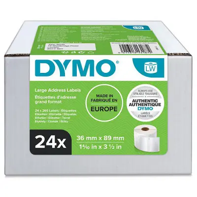 Dymo LabelWriter 13187 Multipack 24 Rollos Etiquetas Autoadhesivas 36x89mm