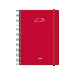 Dohe Agenda Anual 15x21cm Día Página Sábado y Domingo Color Rojo Cierre Goma Elástica