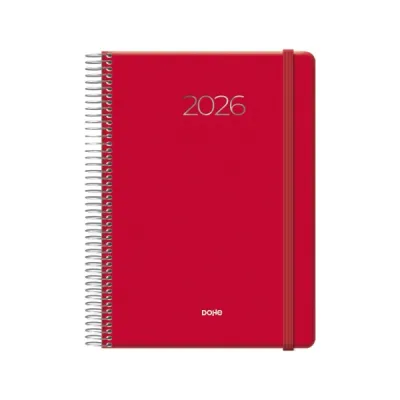 Dohe Denver Agenda Anual - Dia Pagina - Sabado y Domingo misma Pagina - Cierre con Goma Elastica - Tamaño 15x21cm - Color Rojo
