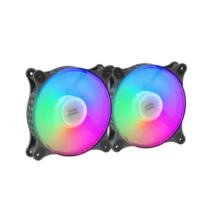 Mars Gaming Kit 2 Ventiladores Internos FRGB MF-Duo Black 12x12cm 15dB Iluminación Rainbow 360º